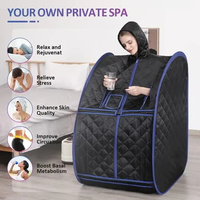 Sauna vapeur portable maison tente individuel noir… – vue 2