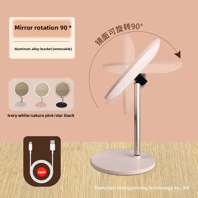 Miroir de maquillage rond à LED – vue 4