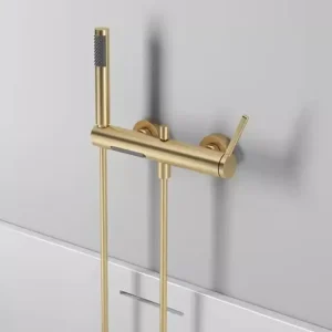 Robinet de baignoire en laiton cascade or brossé, robinet de douche mural de salle de bains avec pomme de douche à main, métal pistolet, Chrome