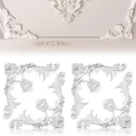 Coins de moulage de plafond en PU, Kit de moulage mural, médaillon de plafond avec motifs de fleurs, panneaux décoratifs pour mur