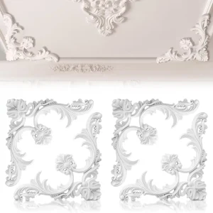 Coins de moulage de plafond en PU, Kit de moulage mural, médaillon de plafond avec motifs de fleurs, panneaux décoratifs pour mur Coins de moulage de plafond en PU, Kit de moulage mural, médaillon de plafond avec motifs de fleurs, panneaux décoratifs pour mur