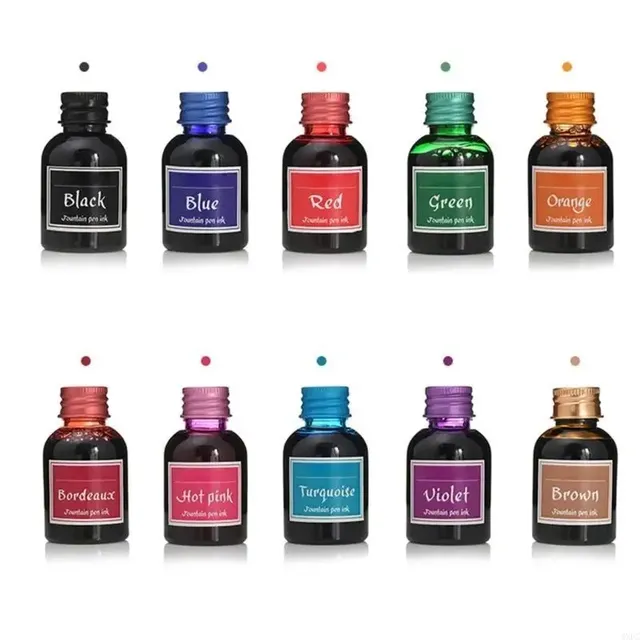 10 couleurs 1 bouteille d'encre de stylo plume colorée… – vue 2