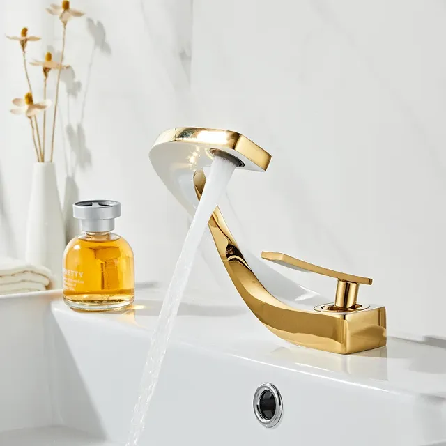Robinet de salle de bains en laiton or blanc – vue 5