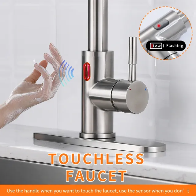 Robinet d'évier de cuisine à lumière LED sans contact – vue 4