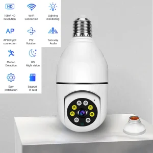 Caméra ampoule sans fil Wifi E27 caméra ampoule 360 degrés WiFi caméra de sécurité couleur haute définition Vision nocturne
