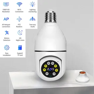 Caméra ampoule sans fil Wifi E27 caméra ampoule 360 degrés WiFi caméra…