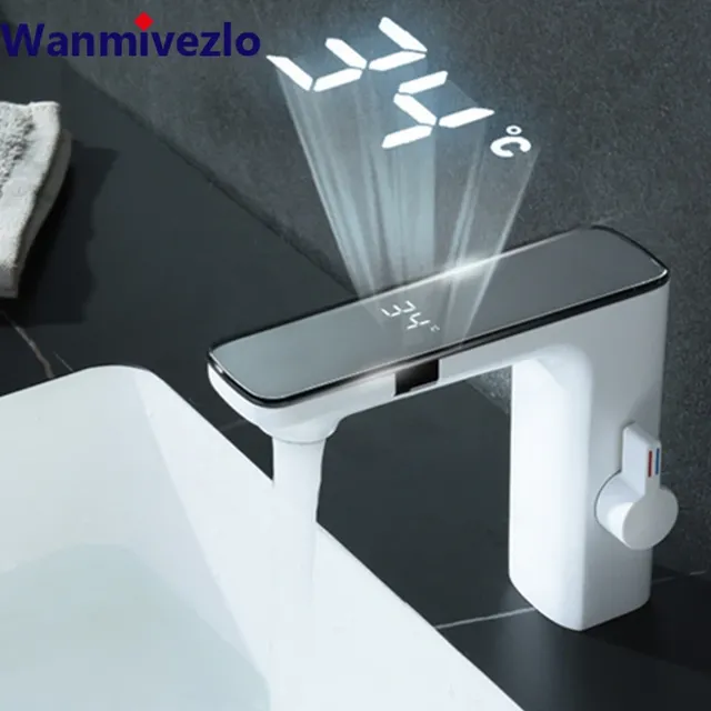 Robinet de lavabo à capteur sans contact blanc
