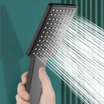 Pommeau de douche carré avec sortie d&rsquo;eau agrandie, ensemble de pommeau de douche super pressurisé, épais et incassable