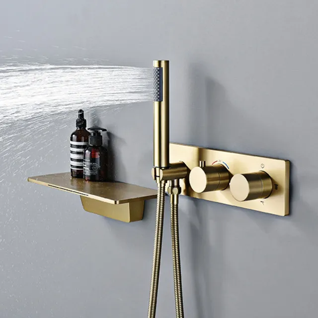 Système de douche de salle de bains en laiton noir simple – vue 6
