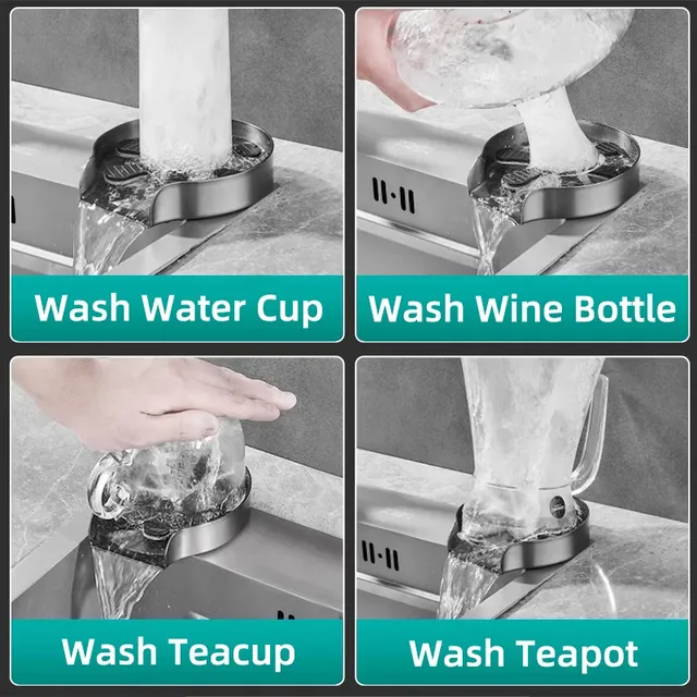Évier de cuisine rinçage en verre robinet rinçage pour… – vue 3