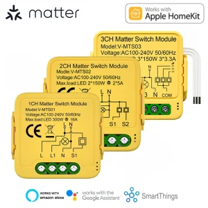 Matter WiFi Module de commutation intelligent relais disjoncteur domotique intelligente collaboration avec Homekit/Alexa/Google/smartTings Matter WiFi Module de commutation intelligent relais disjoncteur domotique intelligente collaboration avec Homekit/Alexa/Google/smartTings