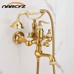 Pommeau de douche triple en laiton, baignoire en or européen, eau chaude et froide, salle de bain simple, Planning, Jade, GL33YS