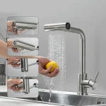 Évier en acier inoxydable lavabo de lavage de légumes robinet de cuisine extractible multifonctionnel 4 Modes mitigeur cuisine cascade robinet