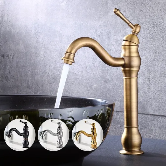 Robinet de lavabo doré à poignée unique – vue 2