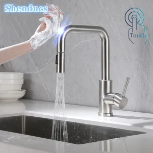 Évier de cuisine Smart Touch F/05, sept styles diversifiés, chaud et froid, nervuré, robinet de centre commercial, sensible