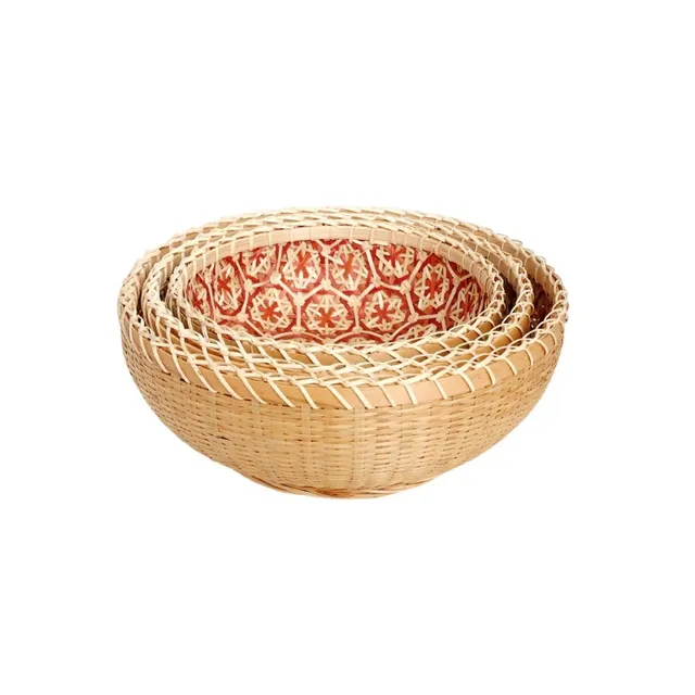 Panier de rangement rond en bambou tissé à la main – vue 6