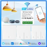 Interrupteur d&rsquo;éclairage intelligent WiFi sans fil, commutateur de sécurité transmetteur RF et contrôleur récepteur 16A avec Alexa Google Home Assistant