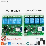 Smart Switch 4CH Module de Relais Tuya Smart Life WIFI Module de moteur AC DC 7-32V 85-250V RF433 Smart light Ouvre-porte de garage