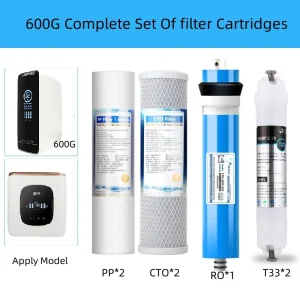 Élément filtrant de remplacement, cartouche filtrante à 4 étages, Membrane RO 600G, système d’osmose inverse, filtres à eau pour la maison Élément filtrant de remplacement, cartouche filtrante à 4 étages, Membrane RO 600G, système d’osmose inverse, filtres à eau pour la maison