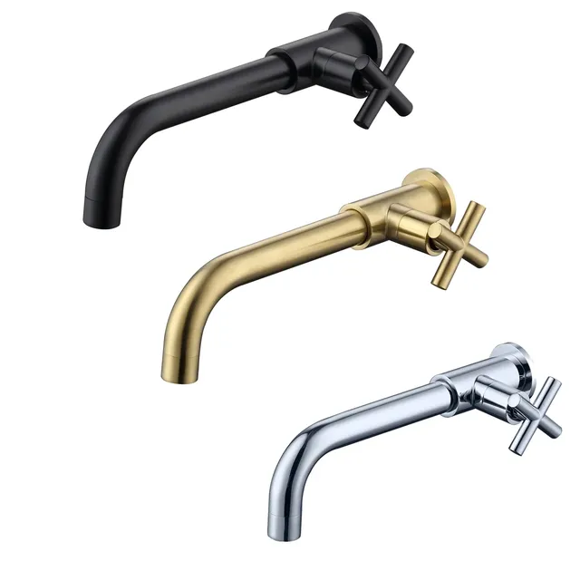 Robinet mural lavabo froid laiton brossé noir mat chrome… – vue 2