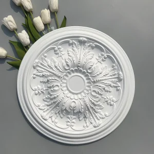 Panneau de lampe en Pu panneau rond plafonnier piscine lustre Base décorative sculptée Imitation plâtre Panneau de lampe en Pu panneau rond plafonnier piscine lustre Base décorative sculptée Imitation plâtre