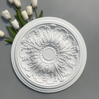 Rosace plafond ronde baroque acanthe volutes relief profond centre…