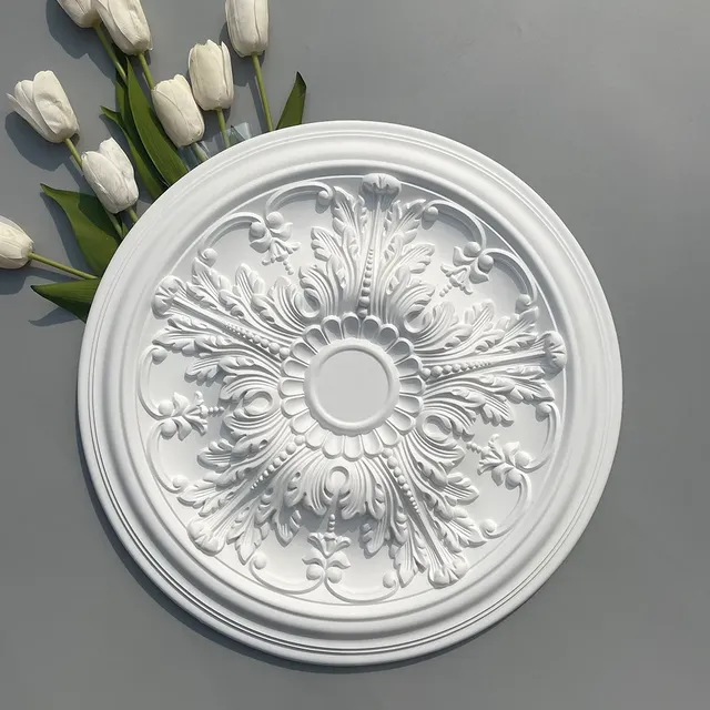 Rosace plafond ronde baroque acanthe volutes relief…