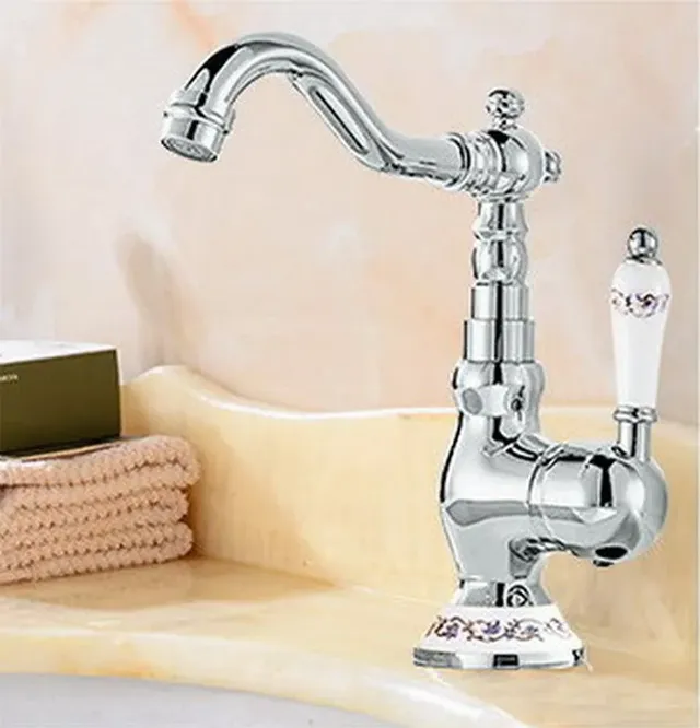 Robinet lavabo rétro victorien bec haut poignée… – vue 6
