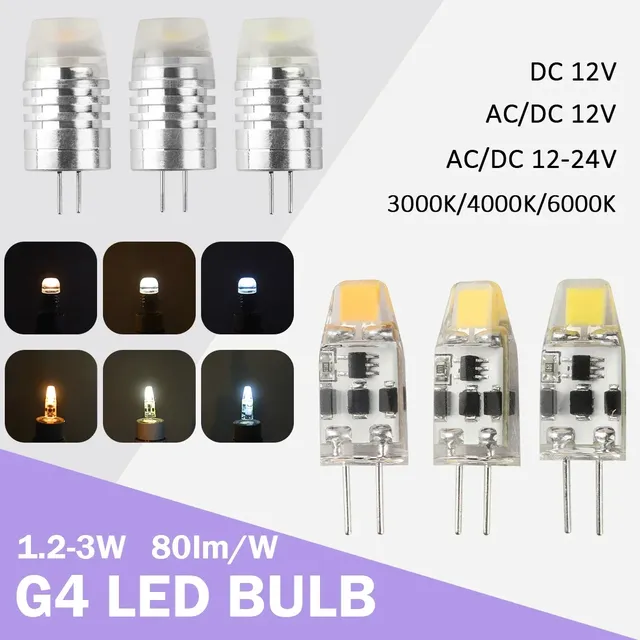 3 pièces Mini G4 12V 24V lampe à LED lumière variable 3W… – vue 2