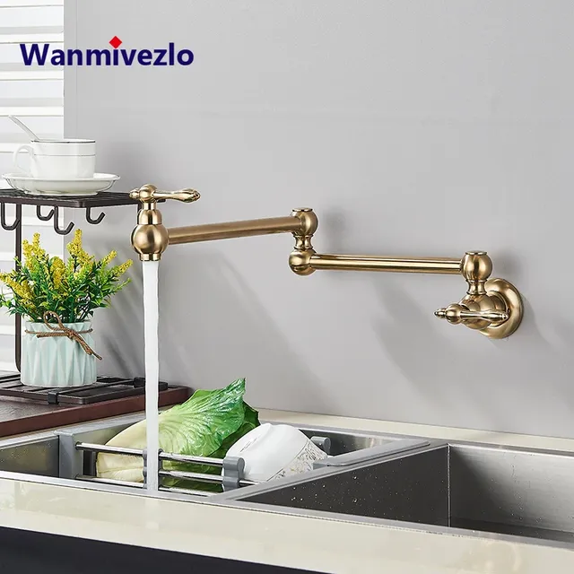Robinet mural pliable bras double laiton massif brossé… – vue 2