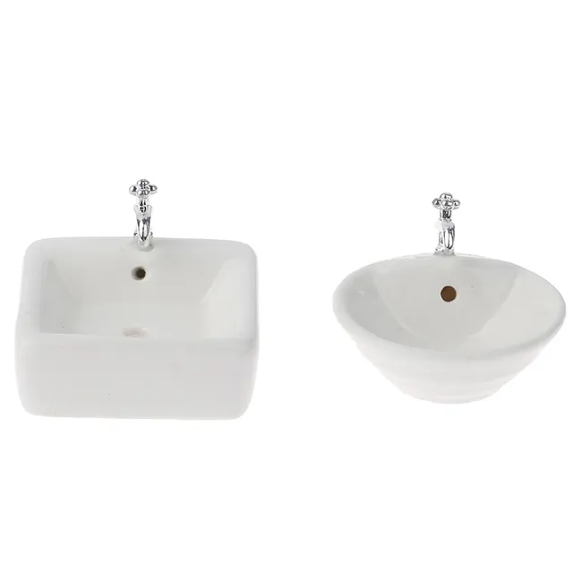 Lavabo miniature céramique blanc brillant carré arrondi…