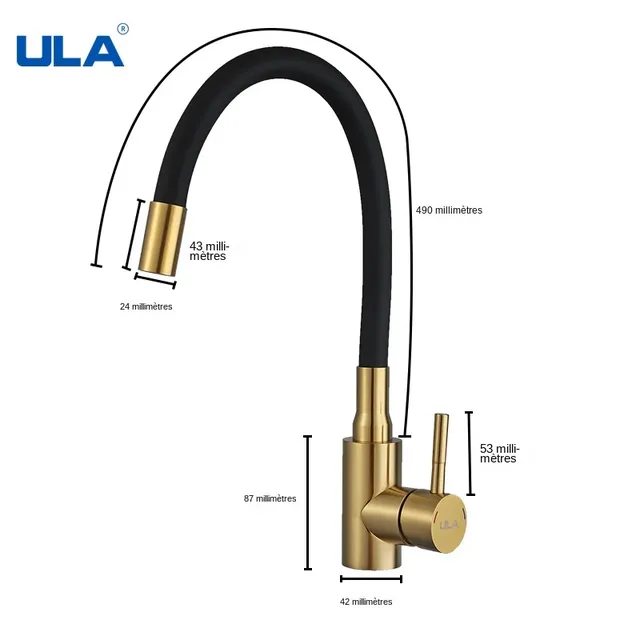 ULA robinet de cuisine en or – vue 4