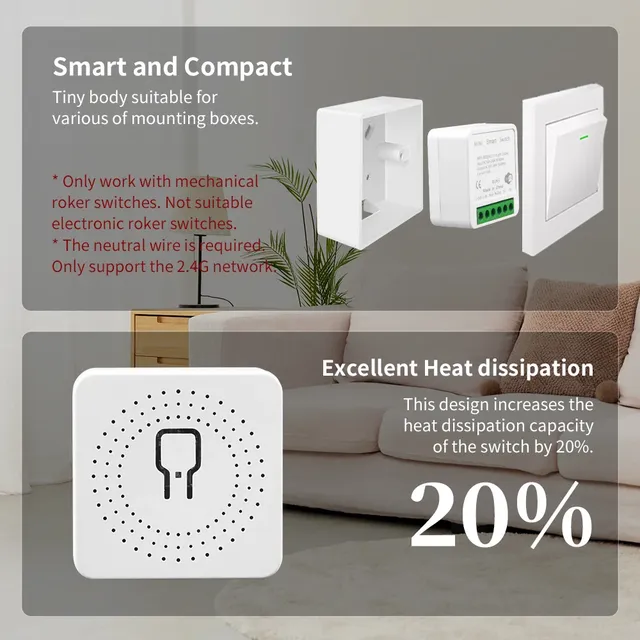 MANHOT Wifi 16A interrupteur d'éclairage intelligent… – vue 5