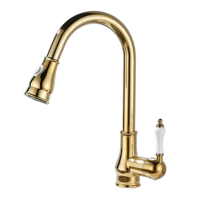 Robinets de cuisine extractibles en or – vue 5