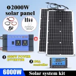 Kit de système de panneaux solaires 6000 W : sortie 110 V/220 V + chargeur de batterie 12 V 24 V et onduleur 6000 W pour maison/camping/système complet)