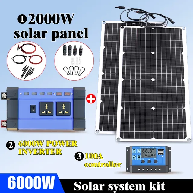 Kit de système de panneaux solaires 6000 W : sortie 110…