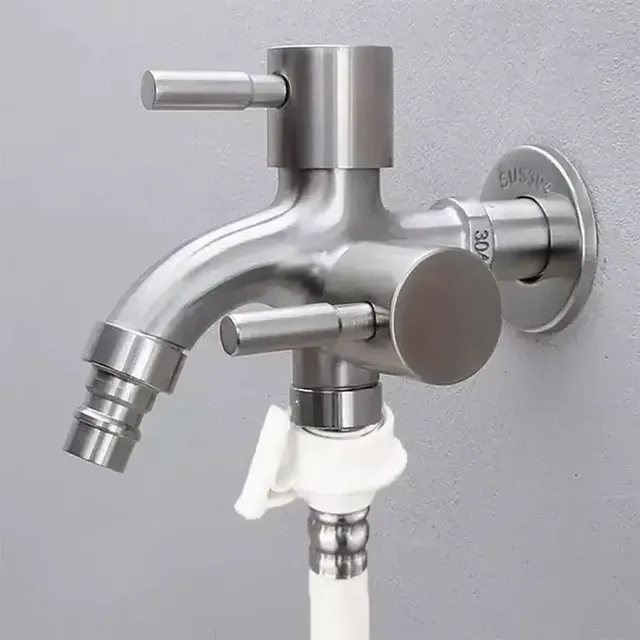 Robinet mural acier inoxydable 304 brossé double sortie… – vue 3