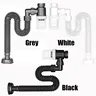 Siphon évier flexible accordéon PVC ABS noir blanc coude… – vue 4