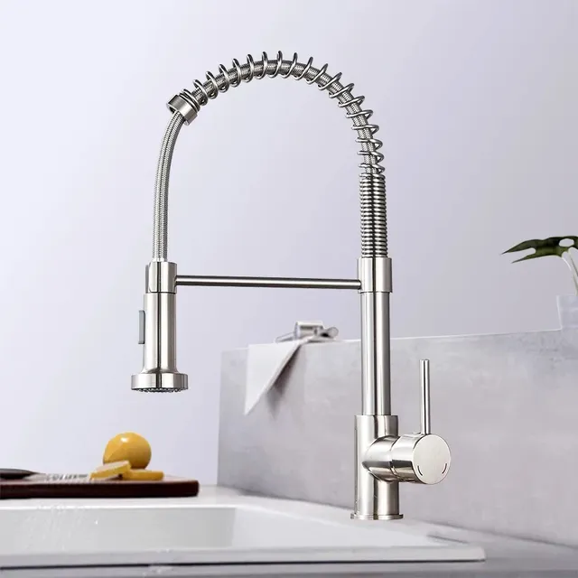Robinet de cuisine en Nickel brossé à ressort