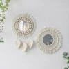 Miroir mural rond en macramé, décoration de salle de bain, style Boho, pour salon, chambre à coucher, décoration de maison