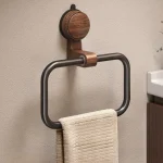 Porte-serviettes mural adhésif pour salle de bain, porte-serviettes sans perçage, porte-serviettes en bois sans perçage, accessoires de salle de bains modernes