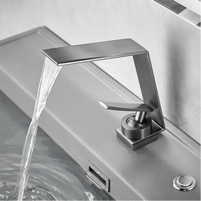 Robinet lavabo monocommande cascade noir mat acier… – vue 3