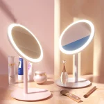 Miroir de maquillage avec lumière LED, USB, portable, vanité de bureau, réglable, lumière HD tricolore, livraison directe, outil de voyage et de maison