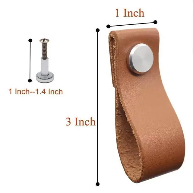 6 pièces à la main en cuir armoire porte poignée tire… – vue 3