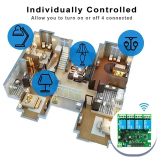 Module relais wifi quatre canaux carte circuit imprimé verte bleus…
