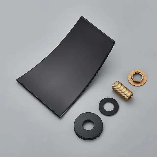 Bec lavabo noir laiton mural cascade plat incurvé jet… – vue 6