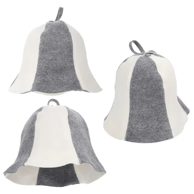 Chapeaux sauna feutre laine lot trois bicolore gris… – vue 3