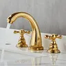 Robinet lavabo trois trous bec haut arche doré laiton… – vue 1