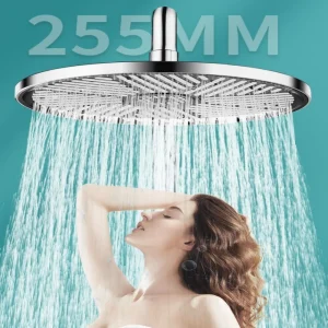Pommeau de douche à effet de pluie à grand panneau de 10 pouces, pomme de douche haute pression, économie d’eau, robinet de douche de pluie supérieur, accessoires de salle de bains Pommeau de douche à effet de pluie à grand panneau de 10 pouces, pomme de douche haute pression, économie d’eau, robinet de douche de pluie supérieur, accessoires de salle de bains