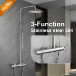 HuNiu – ensemble de système de douche de salle de bains, ensemble de douche en acier inoxydable brossé, robinets de bain-douche, ensemble de douche de salle de bains à pluie